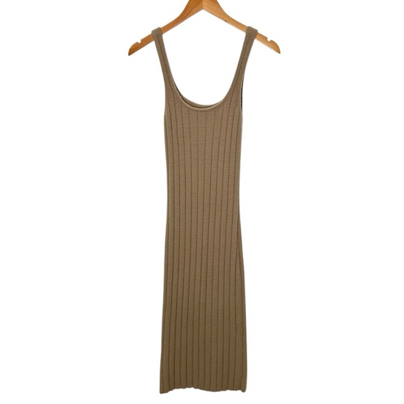 Aritzia Wilfred Free Womens Hush Knit Tank Dress Sz Small Brown Soft Ribbed Midi - Picture 2 of 9